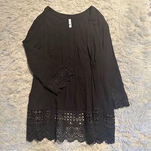 Small 3/4 Sleeve Black Lace Open Cardigan